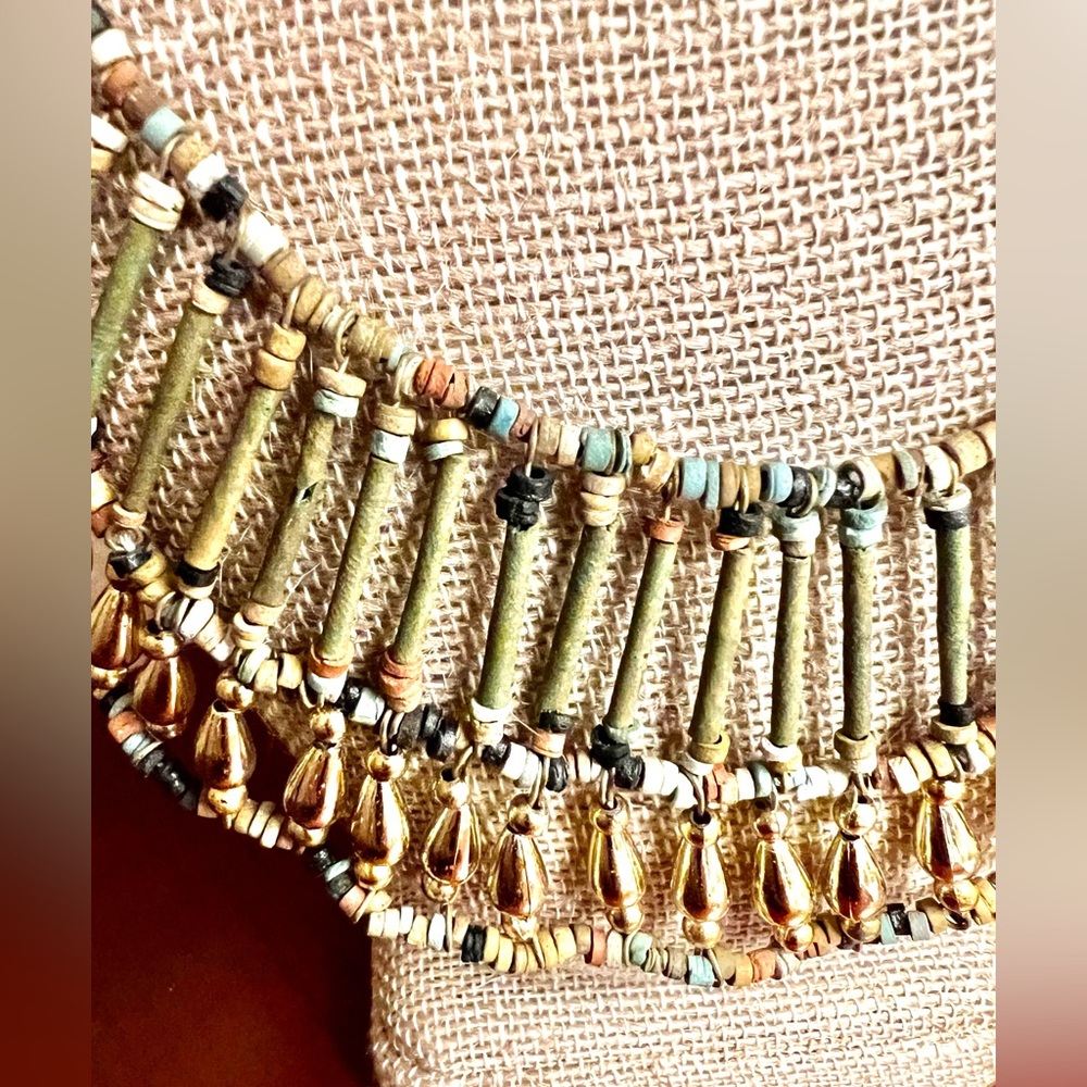 RARE Vintage Egyptian Revival Faience Bead Collar Necklace - Picture 3 of 7